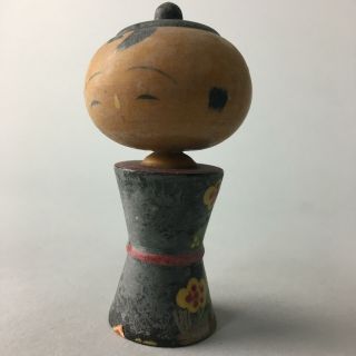 Japanese Kokeshi Doll Vtg Wood Carving Figurine Bobblehead Kimono KF56 2