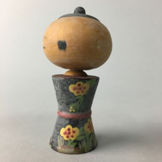 Japanese Kokeshi Doll Vtg Wood Carving Figurine Bobblehead Kimono KF56 5