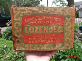 Vintage Advertising Wood Box Chase Candy Wooden Old Boston Mass General Store