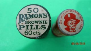 2 Vintage Medicine Tins,  Ramon ' s Brownie & Pink Pills LeRoy NY Collectible tins 2