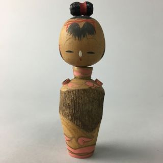 Japanese Kokeshi Doll Vtg Wood Carving Figurine Bobblehead Miko Kf55
