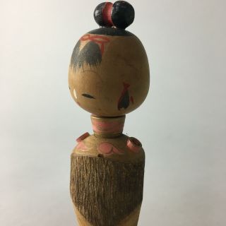 Japanese Kokeshi Doll Vtg Wood Carving Figurine Bobblehead Miko KF55 2