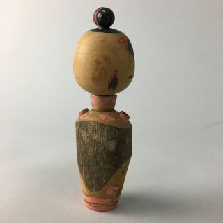 Japanese Kokeshi Doll Vtg Wood Carving Figurine Bobblehead Miko KF55 3