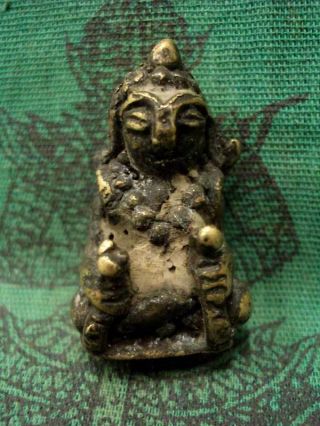 Ancient Phra Upakut Khmer Figure Talisman Statue Antique Thai Buddha Amulet