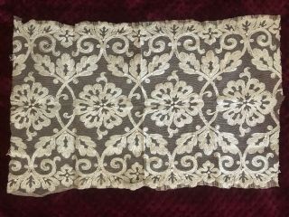 Gorgeous Antique Handmade Lace Panel - Application On Silk Net 18 " By 10 3/4 "