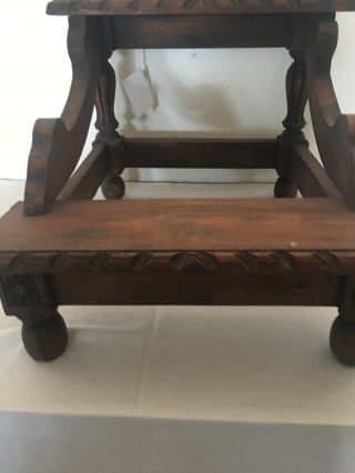 Victorian Hand Carved Mahogany Wood Two Steps 2