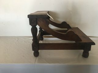 Victorian Hand Carved Mahogany Wood Two Steps 4