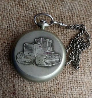 Vintage Pocket Watch Ussr Molnija Tractor / Very Rare Molnija Tractor