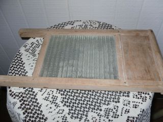 VINTAGE SMALL NATIONAL WASHBOARD WOOD AND GLASS 2