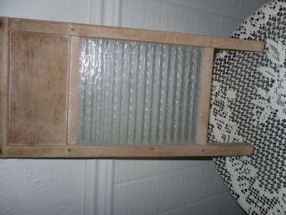 VINTAGE SMALL NATIONAL WASHBOARD WOOD AND GLASS 4