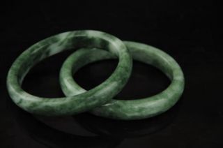 Pair Natural Chinese Jade Hand - Carved Pair Bracelet,  Bangle A01