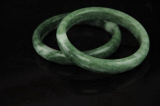 Pair Natural Chinese jade hand - carved pair bracelet,  bangle a01 2