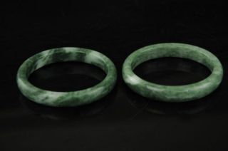 Pair Natural Chinese jade hand - carved pair bracelet,  bangle a01 3