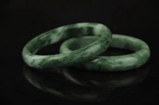 Pair Natural Chinese jade hand - carved pair bracelet,  bangle a01 4