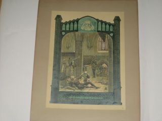 Unframed German Art Nouveau Print Watercolour Paper On Card:kurt Jackel 15x11 "
