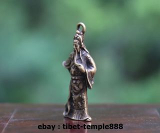 4.  5 CM Chinese Buddhism 100 Pure Bronze Guan Gong Guan yu Buddha Amulet Pendant 2
