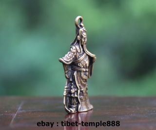 4.  5 CM Chinese Buddhism 100 Pure Bronze Guan Gong Guan yu Buddha Amulet Pendant 3