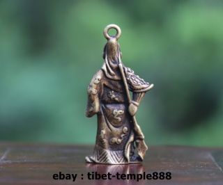 4.  5 CM Chinese Buddhism 100 Pure Bronze Guan Gong Guan yu Buddha Amulet Pendant 4