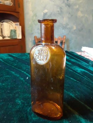 Vtg W.  T.  Co.  Apothecary Drug Store Brown Glass Bottle Pat.  Jan.  24,  1888