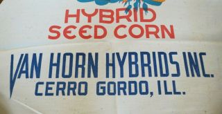 Antique Vintage Van Horn Hybrid Seed Corn Bag,  Cerro Gordo,  Illinois,  30.  5 