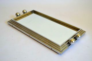 VERY STYLISH 1930s FRENCH ART DECO CHROME & GLASS APERITIF COCKTAIL DRINKS TRAY 3