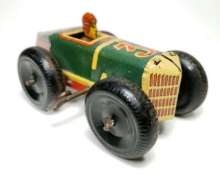 Vintage Marx Tin Wind Up Racer No.  3 W/ Driver Litho Mechanical