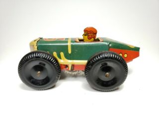 Vintage Marx Tin Wind Up Racer No.  3 w/ Driver Litho Mechanical 3