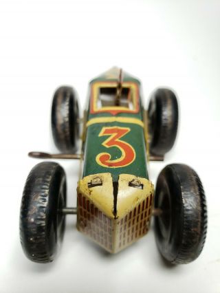 Vintage Marx Tin Wind Up Racer No.  3 w/ Driver Litho Mechanical 8