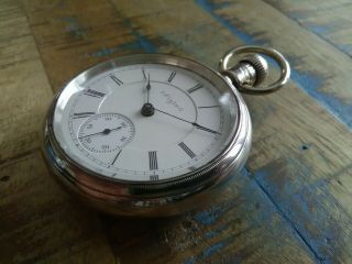 Elgin 18S Pocket Watch / B.  W.  Raymond 17J Adjusted,  Coin Silver Case / Serviced 2
