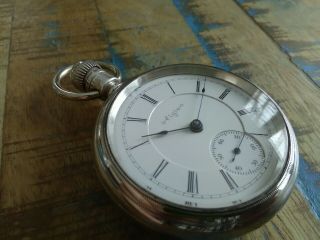 Elgin 18S Pocket Watch / B.  W.  Raymond 17J Adjusted,  Coin Silver Case / Serviced 4