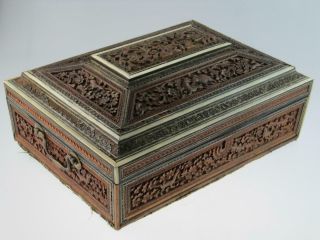 Large Antique 19th Century Anglo Indian Sewing Box Circa 1880