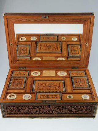 Large Antique 19th Century Anglo Indian Sewing Box Circa 1880 2