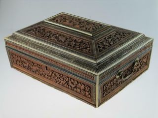 Large Antique 19th Century Anglo Indian Sewing Box Circa 1880 3