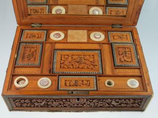 Large Antique 19th Century Anglo Indian Sewing Box Circa 1880 4