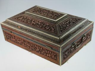 Large Antique 19th Century Anglo Indian Sewing Box Circa 1880 5