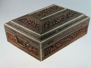 Large Antique 19th Century Anglo Indian Sewing Box Circa 1880 7