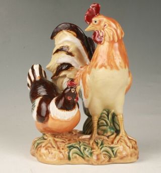 Chinese Jingdezhen Porcelain Hand Carving Rooster Hen Statue Decoration Gift