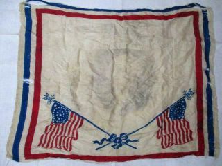 Vtg/antique Civil War Silk Kerchief - Union Forever - George Washington/flags