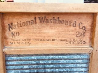 National Washboard Co 28 Wood Metal 24 " X 13 In Dovetail Sides Memphis Chicago