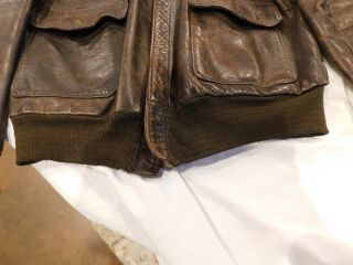 WWII USAAF A2 Flight Jacket Leather Zipper broken Leather,  Lining issues 5