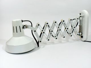 Vintage White Scissor Arm Wall Lamp Bauhaus Industrial 1970/80s Modernist