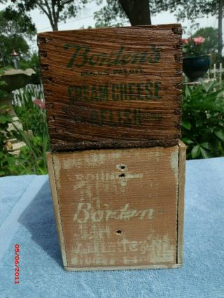 2 VINTAGE WOODEN BORDEN CHEESE BOX WOOD OLD GENERAL STORE ADVERTISING YORK 4