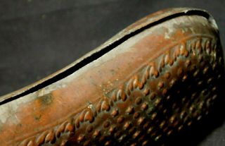 Antique Brass Gun Black Powder Flask Jug Horn Civil War Era w Stars As Found 8