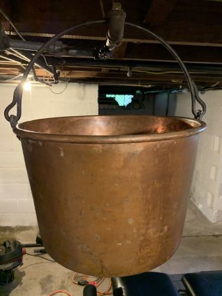 Large Heavy Antique Bucyrus Copper Apple Butter Cauldron / Pot / Kettle