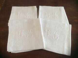 Four French Vintage Torchons Napkins