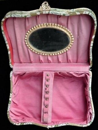 Antique Victorian Celluloid Dresser Vanity Sewing Hankie Trinket Jewelry Box OLD 4