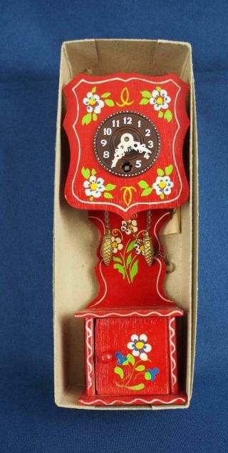 Vintage Miniature Windup Grandfather Clock Germany