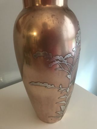 ANTIQUE HEINTZ ARTS & CRAFTS STERLING ON BRONZE VASE 12” Golden Rod 3622 4