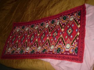 Rare Vintage Hand - Embroidered Multi - Color Tapestries