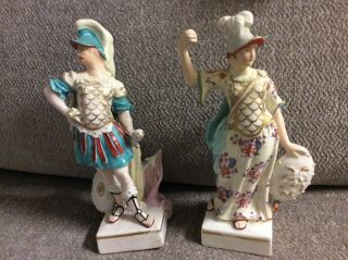 Pretty Antique German Volkstedt ? Porcelain Gladiator Figurines